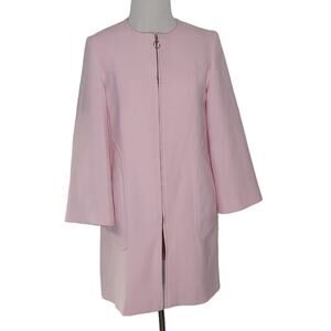 Zara Woman Spring Jacket Petal Pink Longline Zip Front Pockets Women XS